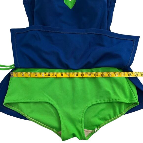 JC Penney Vintage 70s One Piece Swimsuit Blue/Green M/L - Picture 7 of 12